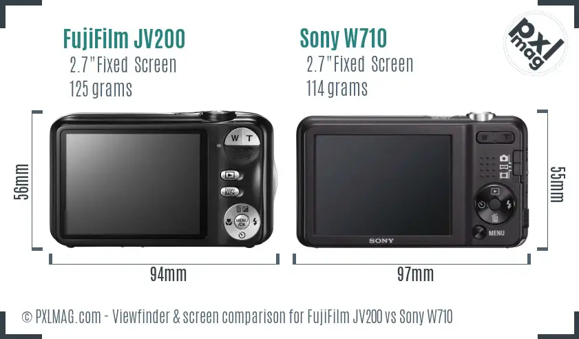 FujiFilm JV200 vs Sony W710 Screen and Viewfinder comparison