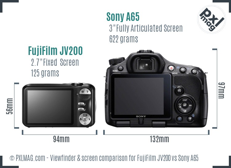 FujiFilm JV200 vs Sony A65 Screen and Viewfinder comparison