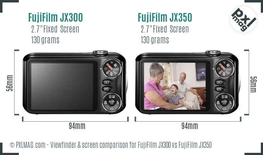 FujiFilm JX300 vs FujiFilm JX350 Screen and Viewfinder comparison