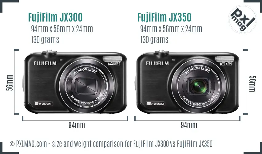FujiFilm JX300 vs FujiFilm JX350 size comparison