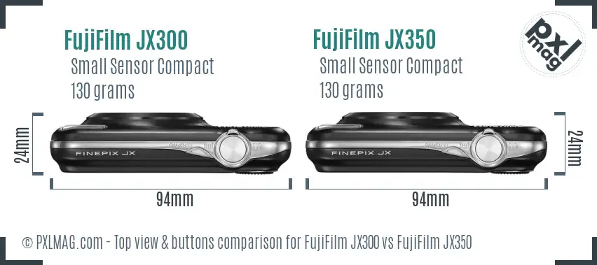 FujiFilm JX300 vs FujiFilm JX350 top view buttons comparison