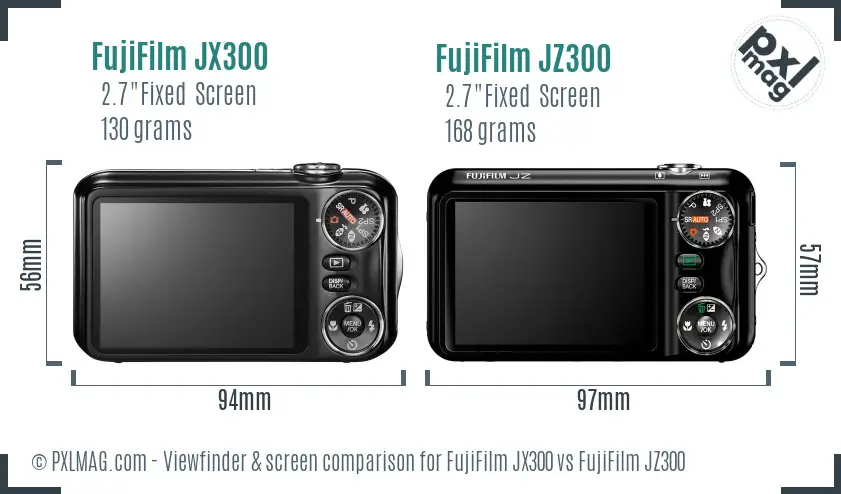 FujiFilm JX300 vs FujiFilm JZ300 Screen and Viewfinder comparison