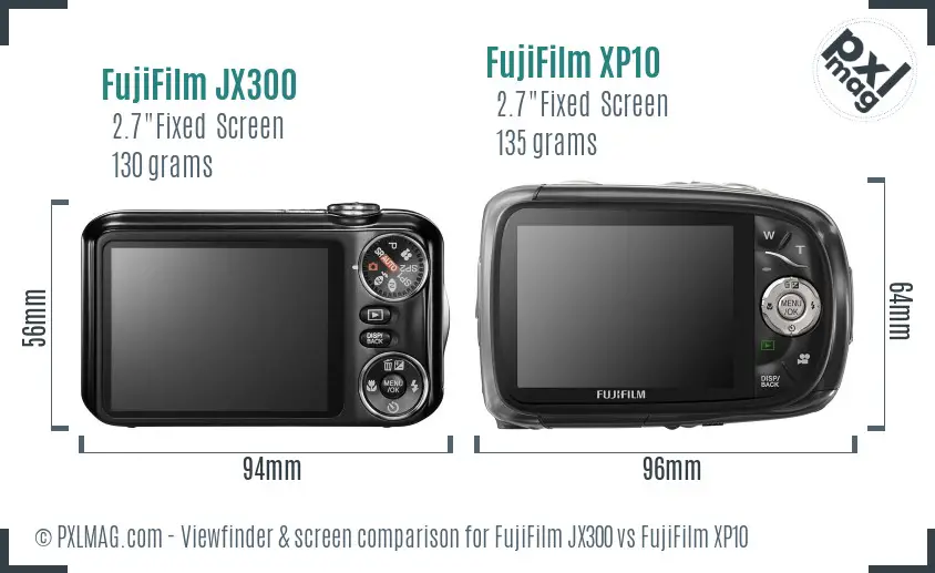 FujiFilm JX300 vs FujiFilm XP10 Screen and Viewfinder comparison FujiFilm JX300 vs FujiFilm XP10 Screen and Viewfinder comparison