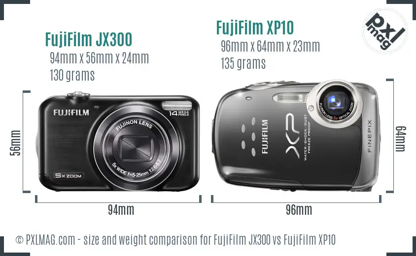 FujiFilm JX300 vs FujiFilm XP10 size comparison FujiFilm JX300 vs FujiFilm XP10 size comparison