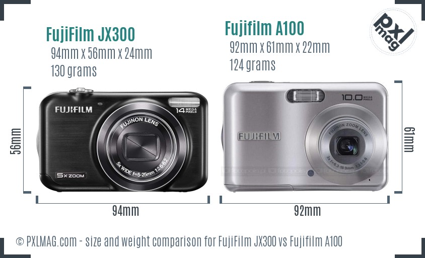 FujiFilm JX300 vs Fujifilm A100 size comparison FujiFilm JX300 vs Fujifilm A100 size comparison