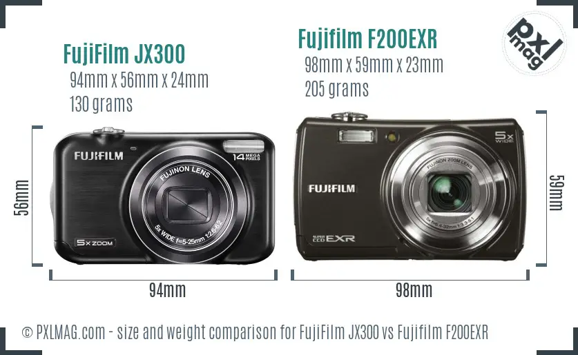 FujiFilm JX300 vs Fujifilm F200EXR size comparison