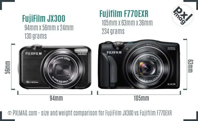 FujiFilm JX300 vs Fujifilm F770EXR size comparison