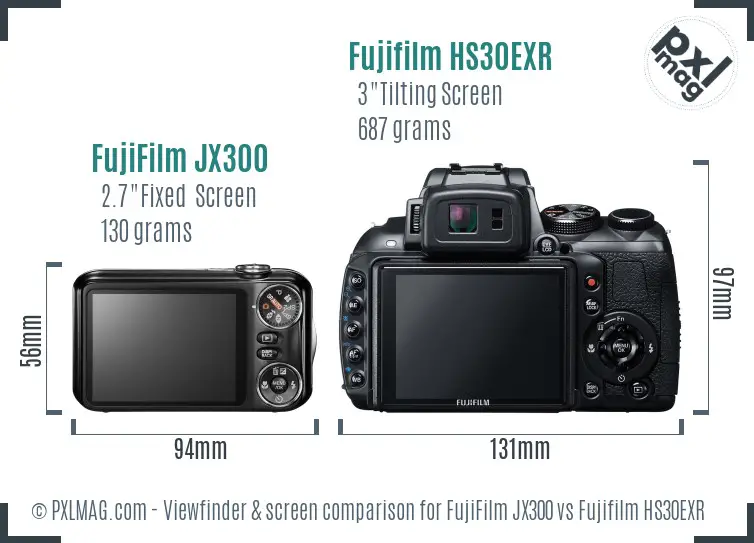 FujiFilm JX300 vs Fujifilm HS30EXR Screen and Viewfinder comparison FujiFilm JX300 vs Fujifilm HS30EXR Screen and Viewfinder comparison