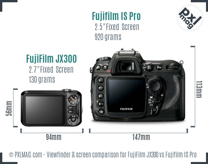 FujiFilm JX300 vs Fujifilm IS Pro Screen and Viewfinder comparison