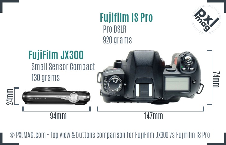 FujiFilm JX300 vs Fujifilm IS Pro top view buttons comparison