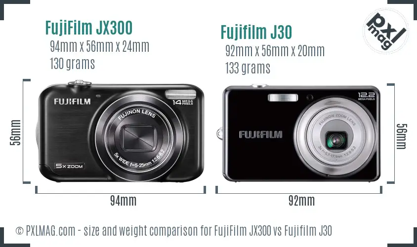 FujiFilm JX300 vs Fujifilm J30 size comparison FujiFilm JX300 vs Fujifilm J30 size comparison