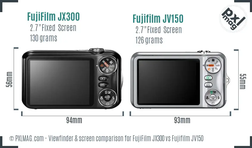 FujiFilm JX300 vs Fujifilm JV150 Screen and Viewfinder comparison
