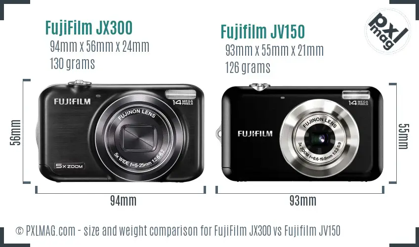 FujiFilm JX300 vs Fujifilm JV150 size comparison
