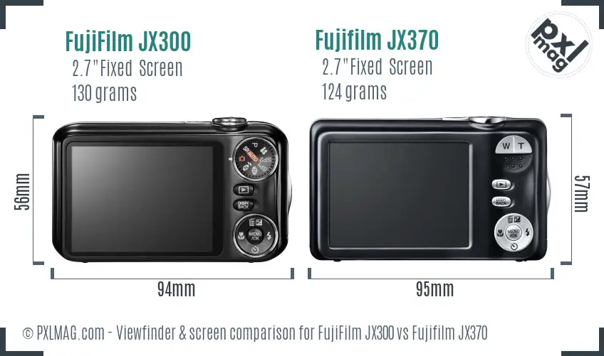 FujiFilm JX300 vs Fujifilm JX370 Screen and Viewfinder comparison