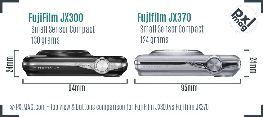 FujiFilm JX300 vs Fujifilm JX370 top view buttons comparison