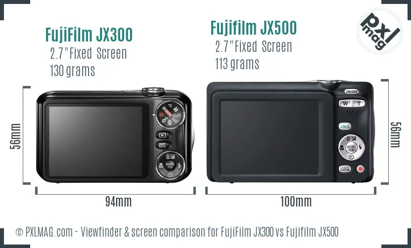 FujiFilm JX300 vs Fujifilm JX500 Screen and Viewfinder comparison