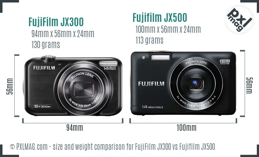 FujiFilm JX300 vs Fujifilm JX500 size comparison