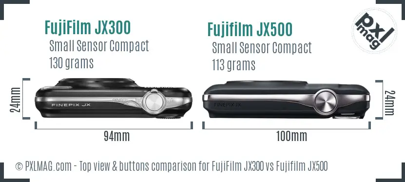 FujiFilm JX300 vs Fujifilm JX500 top view buttons comparison