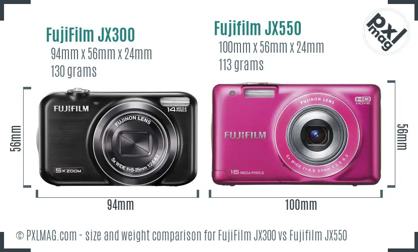 FujiFilm JX300 vs Fujifilm JX550 size comparison