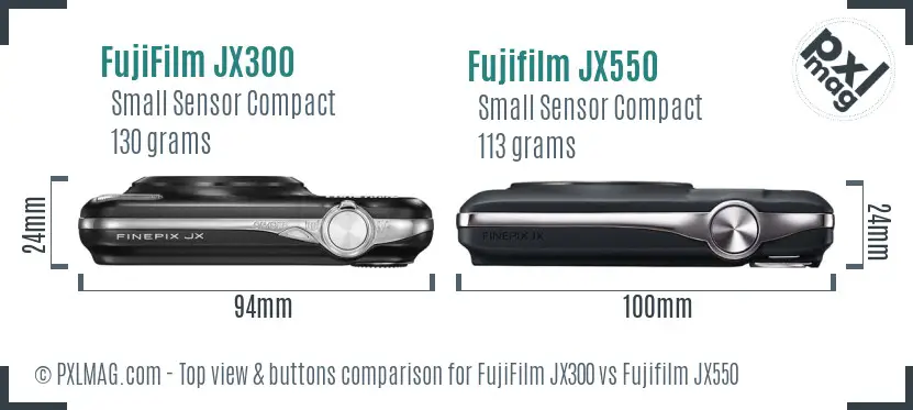 FujiFilm JX300 vs Fujifilm JX550 top view buttons comparison