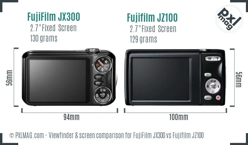 FujiFilm JX300 vs Fujifilm JZ100 Screen and Viewfinder comparison