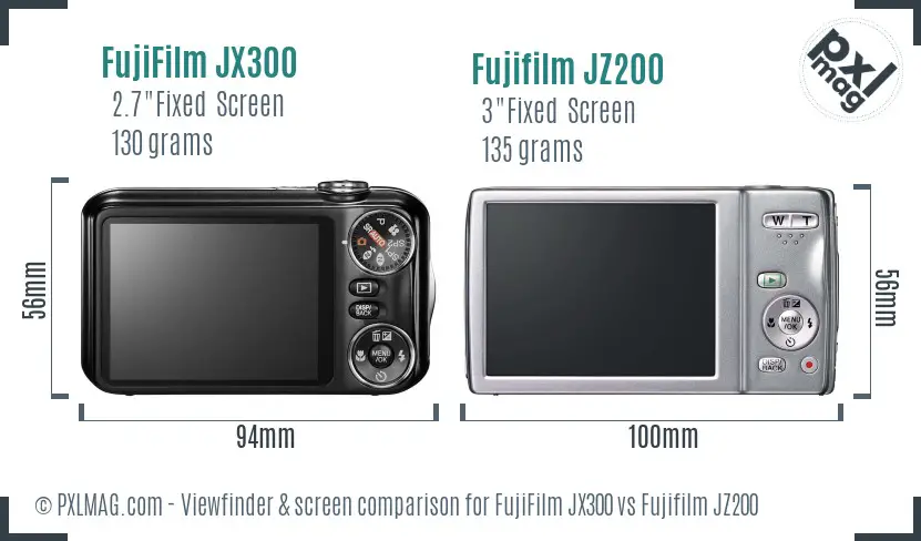 FujiFilm JX300 vs Fujifilm JZ200 Screen and Viewfinder comparison