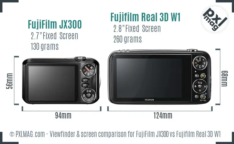 FujiFilm JX300 vs Fujifilm Real 3D W1 Screen and Viewfinder comparison