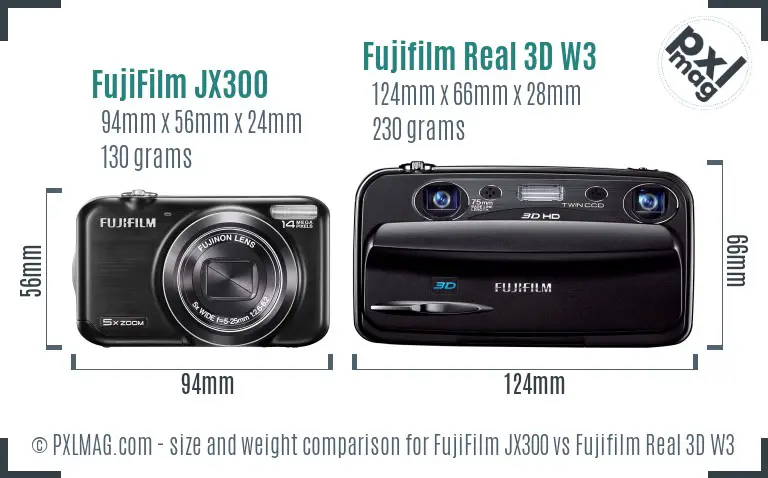 FujiFilm JX300 vs Fujifilm Real 3D W3 size comparison FujiFilm JX300 vs Fujifilm Real 3D W3 size comparison