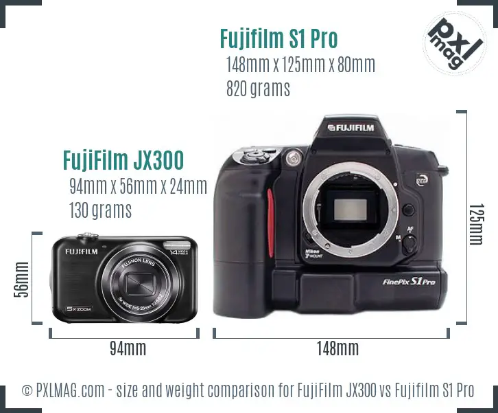FujiFilm JX300 vs Fujifilm S1 Pro size comparison