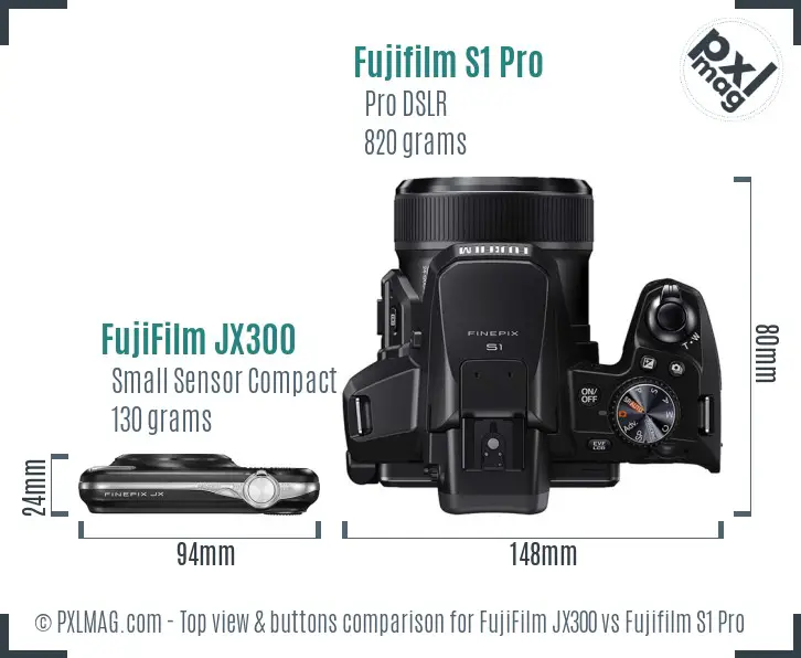 FujiFilm JX300 vs Fujifilm S1 Pro top view buttons comparison
