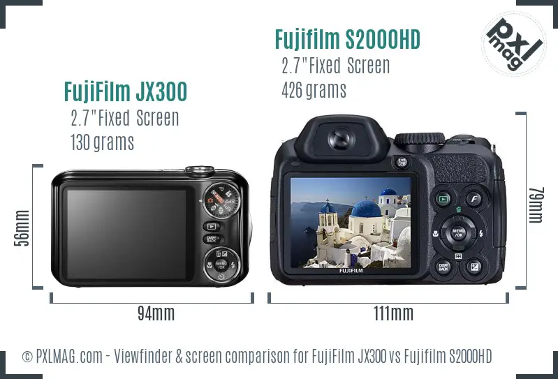 FujiFilm JX300 vs Fujifilm S2000HD Screen and Viewfinder comparison