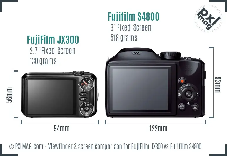 FujiFilm JX300 vs Fujifilm S4800 Screen and Viewfinder comparison