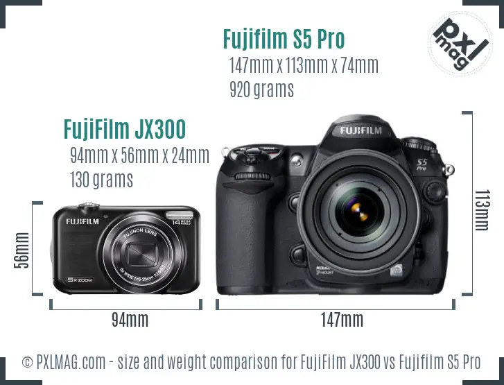 FujiFilm JX300 vs Fujifilm S5 Pro size comparison