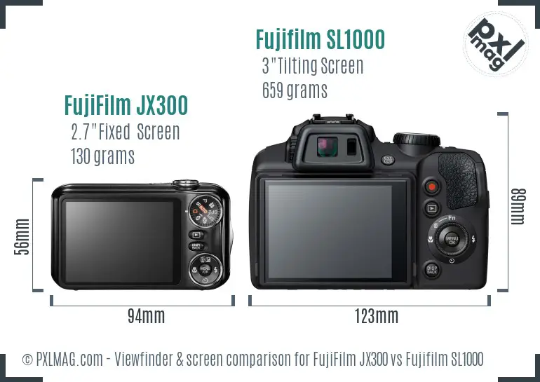 FujiFilm JX300 vs Fujifilm SL1000 Screen and Viewfinder comparison