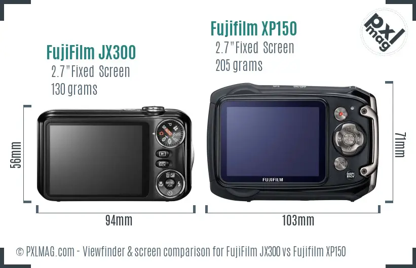 FujiFilm JX300 vs Fujifilm XP150 Screen and Viewfinder comparison FujiFilm JX300 vs Fujifilm XP150 Screen and Viewfinder comparison