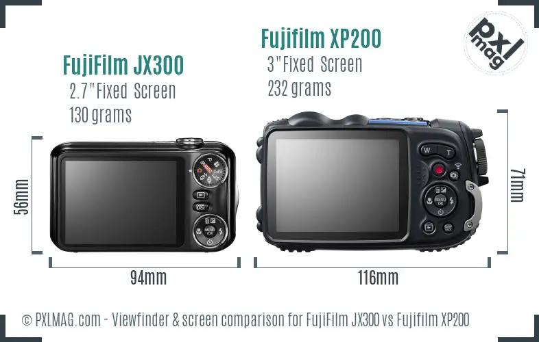 FujiFilm JX300 vs Fujifilm XP200 Screen and Viewfinder comparison FujiFilm JX300 vs Fujifilm XP200 Screen and Viewfinder comparison