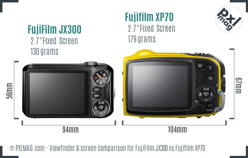 FujiFilm JX300 vs Fujifilm XP70 Screen and Viewfinder comparison