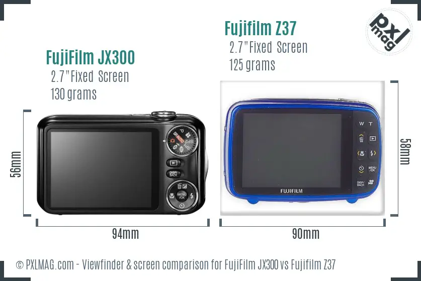 FujiFilm JX300 vs Fujifilm Z37 Screen and Viewfinder comparison