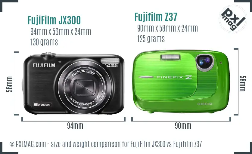 FujiFilm JX300 vs Fujifilm Z37 size comparison