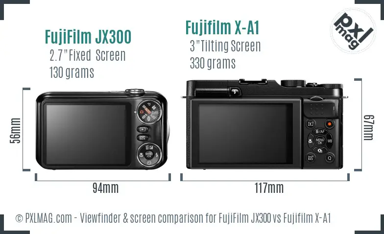 FujiFilm JX300 vs Fujifilm X-A1 Screen and Viewfinder comparison