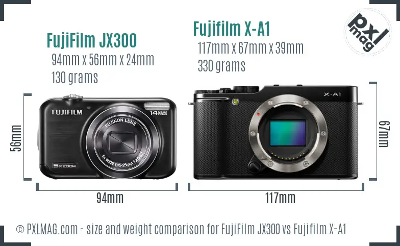 FujiFilm JX300 vs Fujifilm X-A1 size comparison