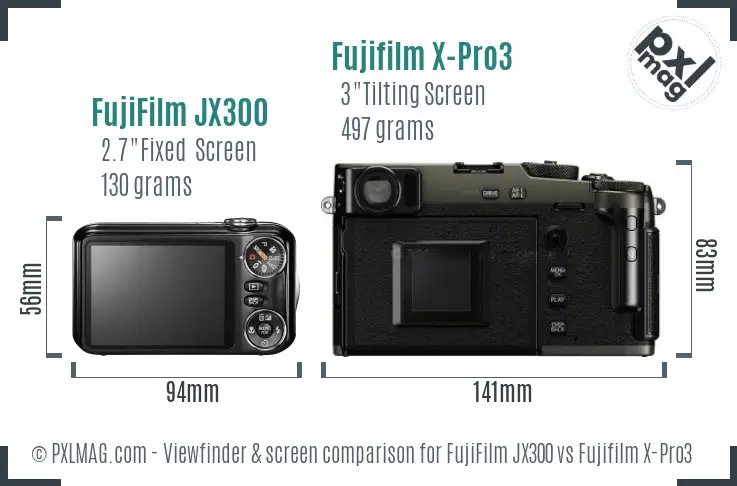 FujiFilm JX300 vs Fujifilm X-Pro3 Screen and Viewfinder comparison