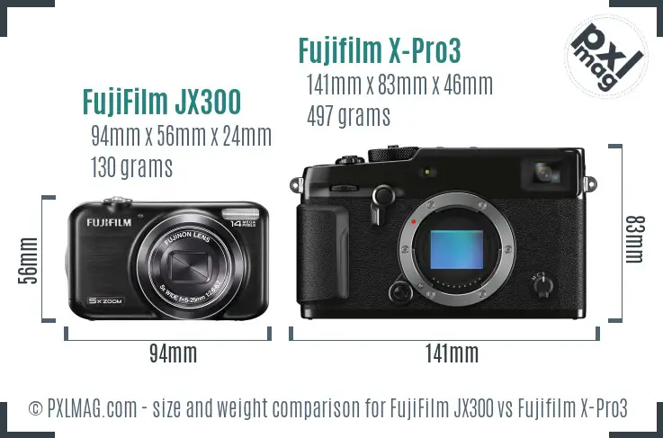 FujiFilm JX300 vs Fujifilm X-Pro3 size comparison