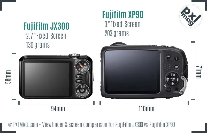 FujiFilm JX300 vs Fujifilm XP90 Screen and Viewfinder comparison