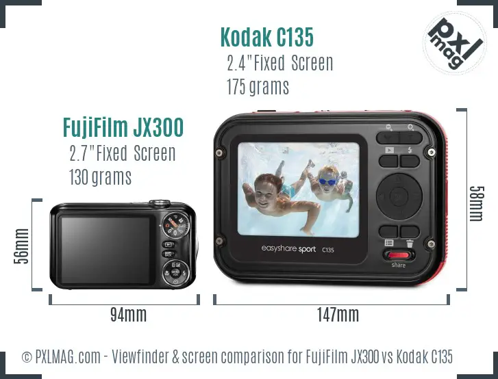 FujiFilm JX300 vs Kodak C135 Screen and Viewfinder comparison