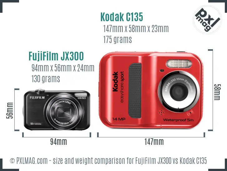 FujiFilm JX300 vs Kodak C135 size comparison