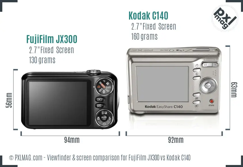 FujiFilm JX300 vs Kodak C140 Screen and Viewfinder comparison