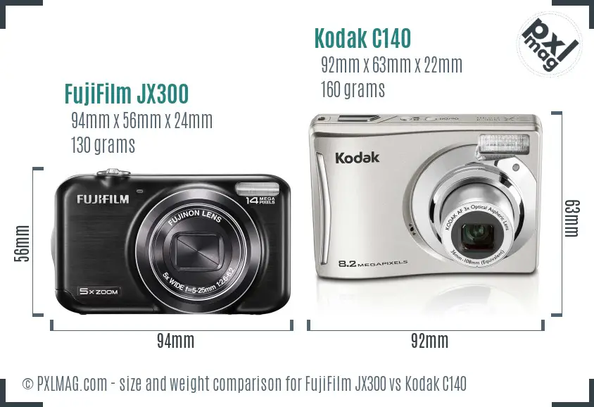 FujiFilm JX300 vs Kodak C140 size comparison