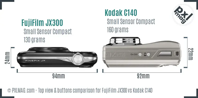 FujiFilm JX300 vs Kodak C140 top view buttons comparison