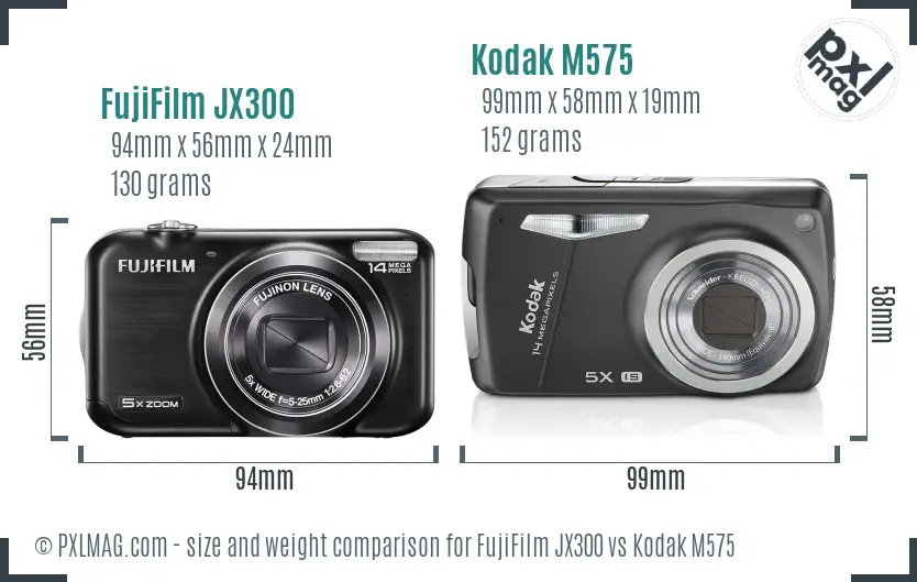 FujiFilm JX300 vs Kodak M575 size comparison
